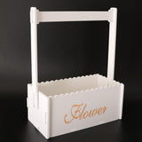 Maxbell Handmade Flower Basket Wooden Flower Pot Home Garden Decoration White