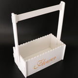Maxbell Handmade Flower Basket Wooden Flower Pot Home Garden Decoration White