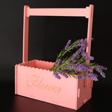 Maxbell Handmade Flower Basket Wooden Flower Pot Home Garden Decoration Pink