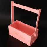 Maxbell Handmade Flower Basket Wooden Flower Pot Home Garden Decoration Pink