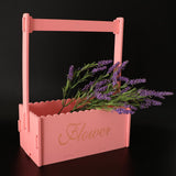 Maxbell Handmade Flower Basket Wooden Flower Pot Home Garden Decoration Pink