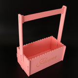 Maxbell Handmade Flower Basket Wooden Flower Pot Home Garden Decoration Pink