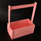 Maxbell Handmade Flower Basket Wooden Flower Pot Home Garden Decoration Pink