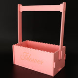 Maxbell Handmade Flower Basket Wooden Flower Pot Home Garden Decoration Pink