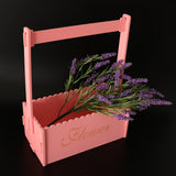 Maxbell Handmade Flower Basket Wooden Flower Pot Home Garden Decoration Pink