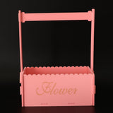 Maxbell Handmade Flower Basket Wooden Flower Pot Home Garden Decoration Pink