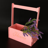 Maxbell Handmade Flower Basket Wooden Flower Pot Home Garden Decoration Pink