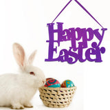 Maxbell Easter Door Hanger Happy Easter Hanging Wall Door Decoration Sign Purple