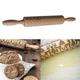 Maxbell Christmas Wooden Rolling Pin Embossed Baking Cookies Biscuit Fondant Decor