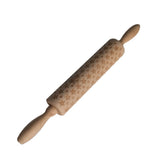 Maxbell Christmas Wooden Rolling Pin Embossed Baking Cookies Biscuit Fondant Decor