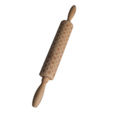 Maxbell Christmas Wooden Rolling Pin Embossed Baking Cookies Biscuit Fondant Decor