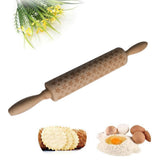 Maxbell Christmas Wooden Rolling Pin Embossed Baking Cookies Biscuit Fondant Decor