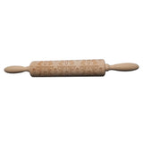 Maxbell Easter Wooden Rolling Pin Embossed Rabbit and Turnip Decor
