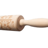 Maxbell Easter Wooden Rolling Pin Embossed Rabbit and Turnip Decor