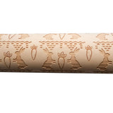 Maxbell Easter Wooden Rolling Pin Embossed Rabbit and Turnip Decor