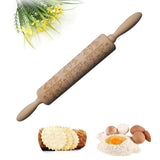 Maxbell Easter Wooden Rolling Pin Embossed Rabbit and Turnip Decor