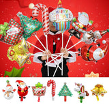 Maxbell 10pcs Mini Christmas Aluminum Foil Balloon Xmas Party Decor Props Cane