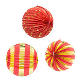 Maxbell 3Pcs Paper Lantern Hanging Decoration for Birthday Wedding Baby Shower Red