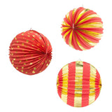Maxbell 3Pcs Paper Lantern Hanging Decoration for Birthday Wedding Baby Shower Red