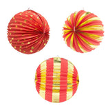 Maxbell 3Pcs Paper Lantern Hanging Decoration for Birthday Wedding Baby Shower Red