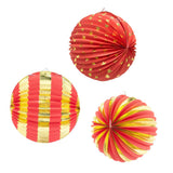 Maxbell 3Pcs Paper Lantern Hanging Decoration for Birthday Wedding Baby Shower Red