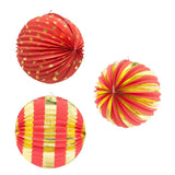 Maxbell 3Pcs Paper Lantern Hanging Decoration for Birthday Wedding Baby Shower Red