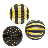 Maxbell 3Pcs Paper Lantern Hanging Decoration for Birthday Wedding Baby Shower Black