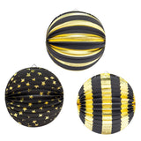 Maxbell 3Pcs Paper Lantern Hanging Decoration for Birthday Wedding Baby Shower Black