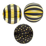 Maxbell 3Pcs Paper Lantern Hanging Decoration for Birthday Wedding Baby Shower Black