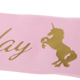 Maxbell Magical Unicorn Happy Birthday Satin Sash Costume Accessories Pink