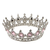 Maxbell Vintage Bridal Crystal Rhinestone Tiara Crown Queen Hair Costume Pink