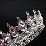 Maxbell Vintage Bridal Crystal Rhinestone Tiara Crown Queen Hair Costume Pink
