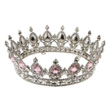 Maxbell Vintage Bridal Crystal Rhinestone Tiara Crown Queen Hair Costume Pink