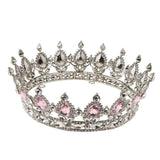 Maxbell Vintage Bridal Crystal Rhinestone Tiara Crown Queen Hair Costume Pink