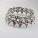 Maxbell Vintage Bridal Crystal Rhinestone Tiara Crown Queen Hair Costume Pink