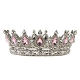 Maxbell Vintage Bridal Crystal Rhinestone Tiara Crown Queen Hair Costume Pink