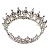 Maxbell Vintage Bridal Crystal Rhinestone Tiara Crown Queen Hair Costume Pink