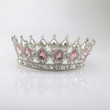 Maxbell Vintage Bridal Crystal Rhinestone Tiara Crown Queen Hair Costume Pink