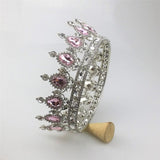 Maxbell Vintage Bridal Crystal Rhinestone Tiara Crown Queen Hair Costume Pink