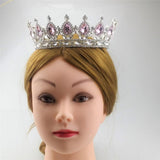 Maxbell Vintage Bridal Crystal Rhinestone Tiara Crown Queen Hair Costume Pink