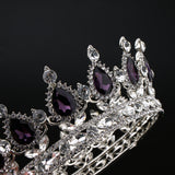 Maxbell Vintage Bridal Crystal Rhinestone Tiara Crown Queen Hair Costume Purple