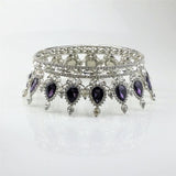 Maxbell Vintage Bridal Crystal Rhinestone Tiara Crown Queen Hair Costume Purple