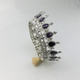 Maxbell Vintage Bridal Crystal Rhinestone Tiara Crown Queen Hair Costume Purple