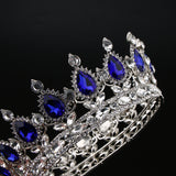 Maxbell Vintage Bridal Crystal Rhinestone Tiara Crown Queen Hair Costume Blue