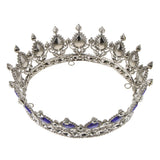 Maxbell Vintage Bridal Crystal Rhinestone Tiara Crown Queen Hair Costume Blue