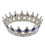 Maxbell Vintage Bridal Crystal Rhinestone Tiara Crown Queen Hair Costume Blue