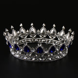 Maxbell Vintage Bridal Crystal Rhinestone Tiara Crown Queen Hair Costume Blue
