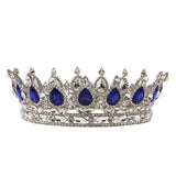 Maxbell Vintage Bridal Crystal Rhinestone Tiara Crown Queen Hair Costume Blue