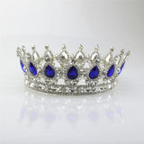 Maxbell Vintage Bridal Crystal Rhinestone Tiara Crown Queen Hair Costume Blue