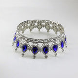 Maxbell Vintage Bridal Crystal Rhinestone Tiara Crown Queen Hair Costume Blue